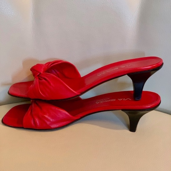 Via Spiga Genuine Leather Sandals Red - Picture 3 of 5